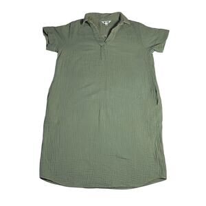 Three Dots Women's Collared Gauze Shirt Dress Size Small Knee Length Breathable
